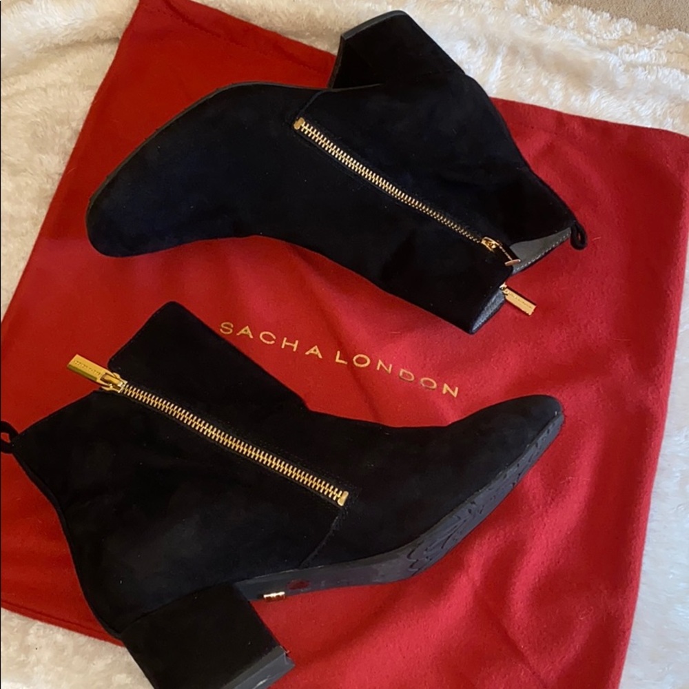Sacha London Black Suede Boots & dust bag